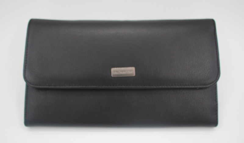 Porte chéquier en cuir vachette noir