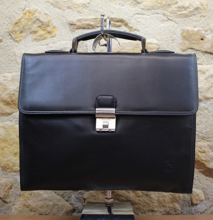 Porte-documents en cuir noir