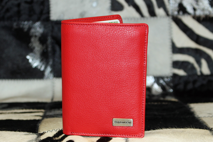 Portefeuille cuir vachette rouge