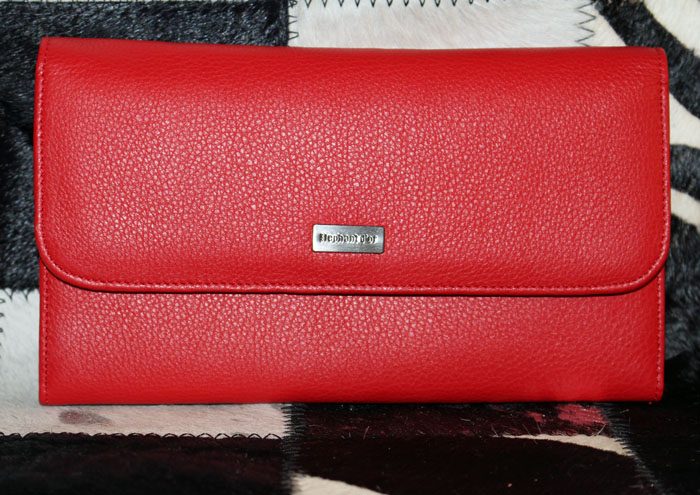 Porte chéquier cuir vachette rouge