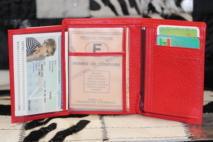 Portefeuille cuir vachette rouge – Image 3