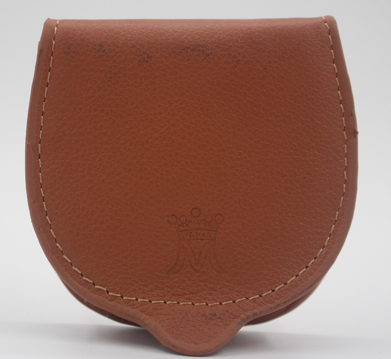 Porte monnaie en cuir camel
