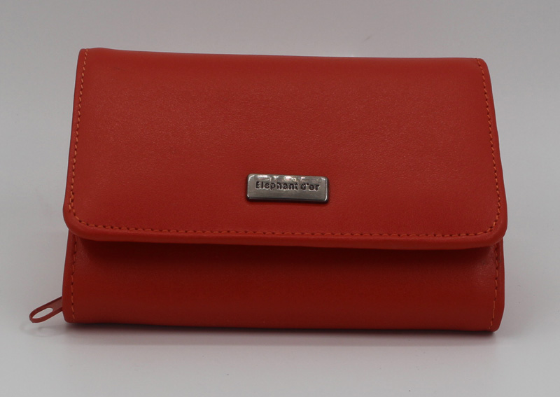 Portefeuille en cuir orange