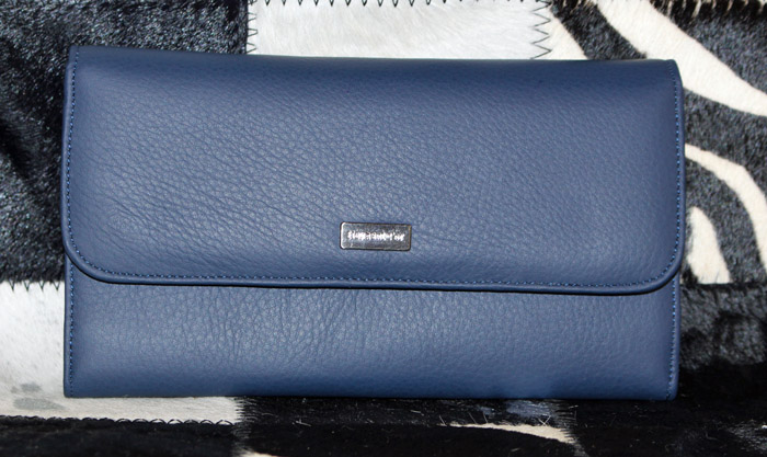 Porte chéquier cuir vachette bleu