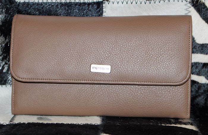 Porte chéquier cuir vachette taupe