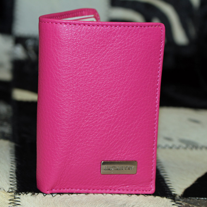 Portefeuille cuir vachette rose