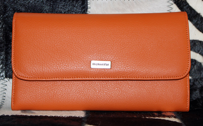 Porte chéquier cuir orange