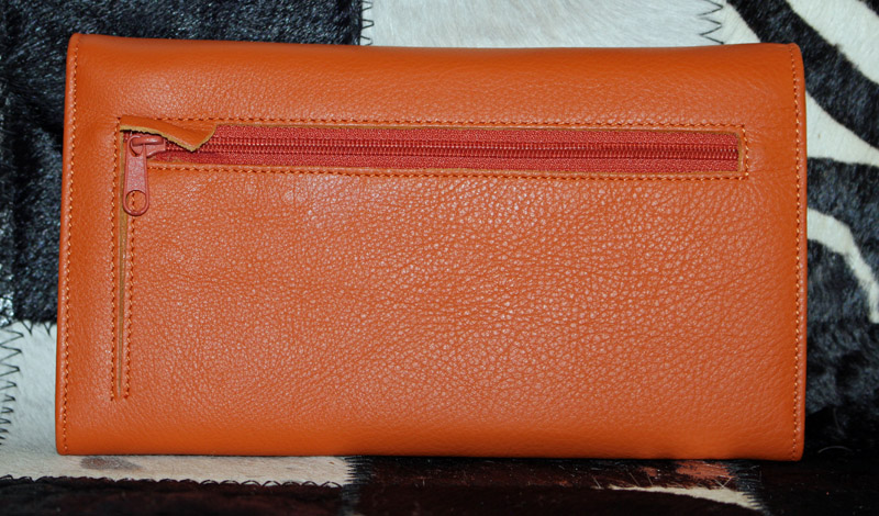 Porte chéquier cuir orange – Image 2