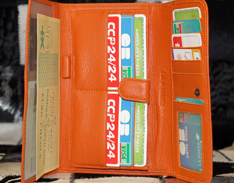 Porte chéquier cuir orange – Image 3