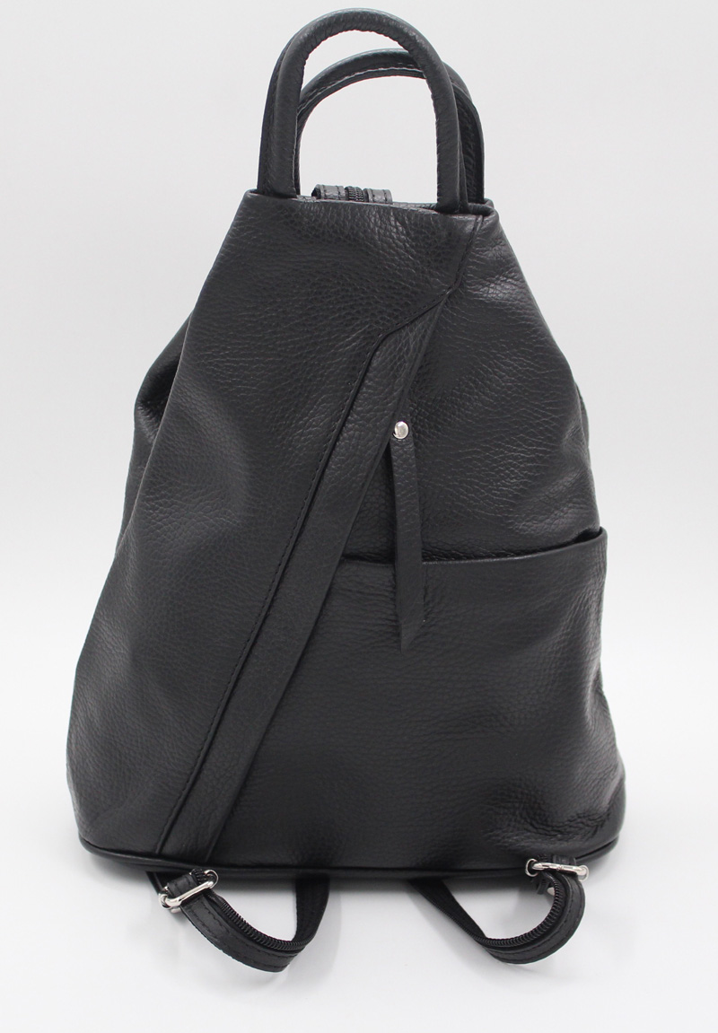 Sac à main cuir grainé noir