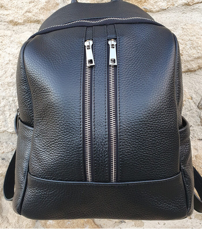 Sac à dos en cuir vachette noir
