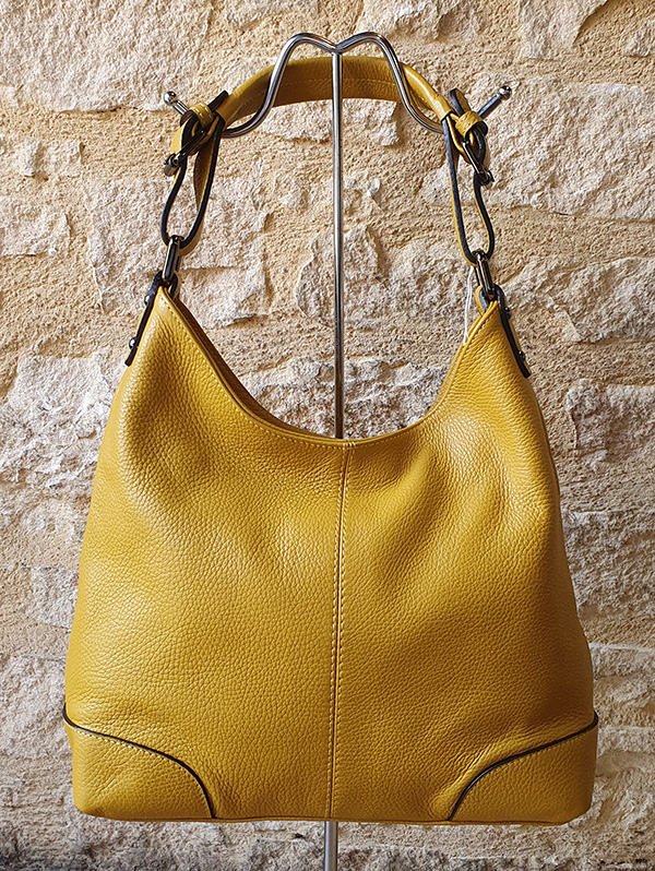 Sac à main cuir grainé jaune