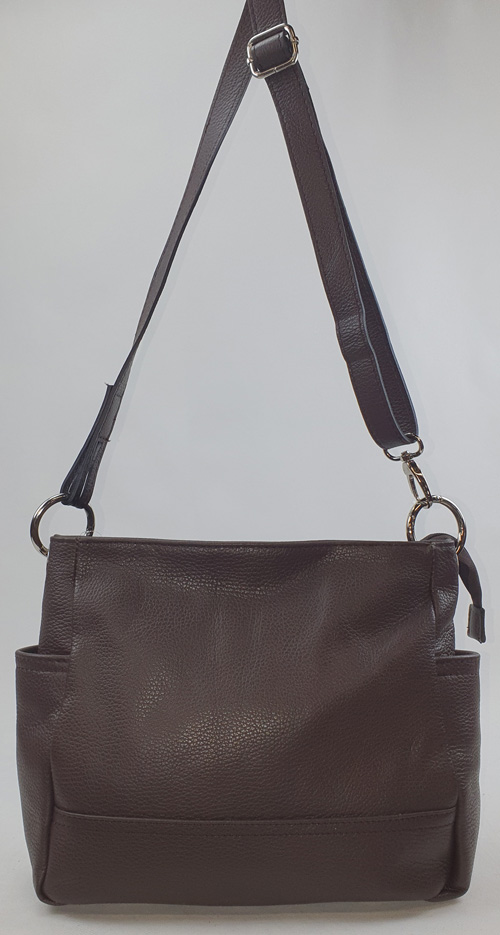 Sac à main en cuir marron foncé – Image 2