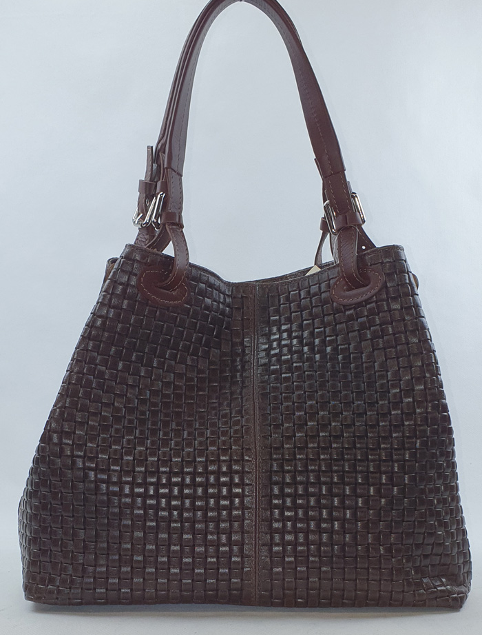 Sac à main en cuir marron tressé
