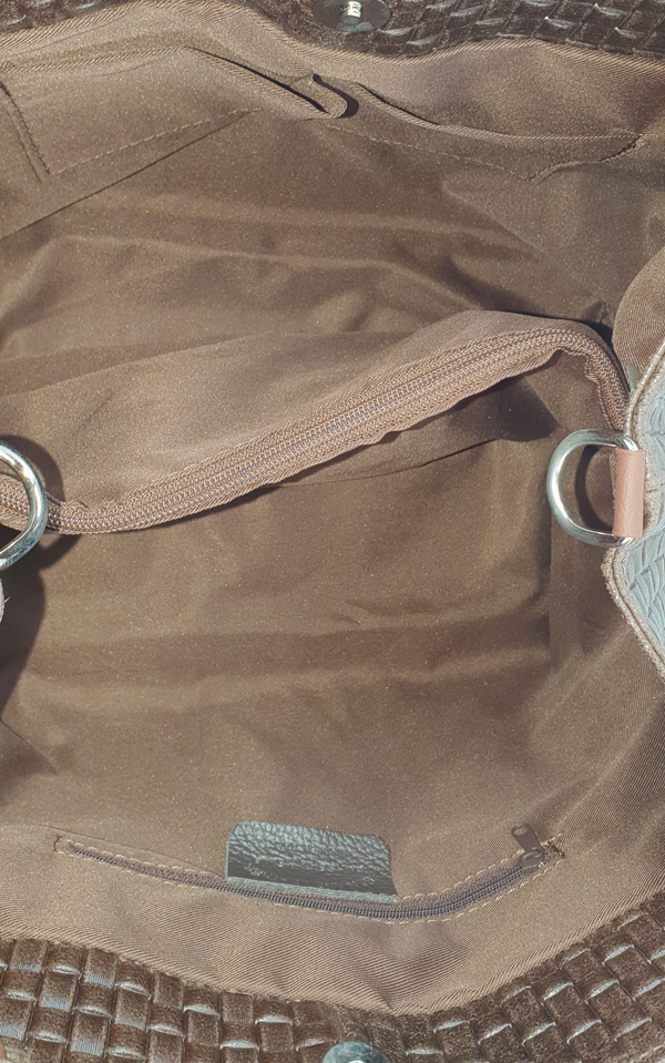 Sac à main en cuir marron tressé – Image 6