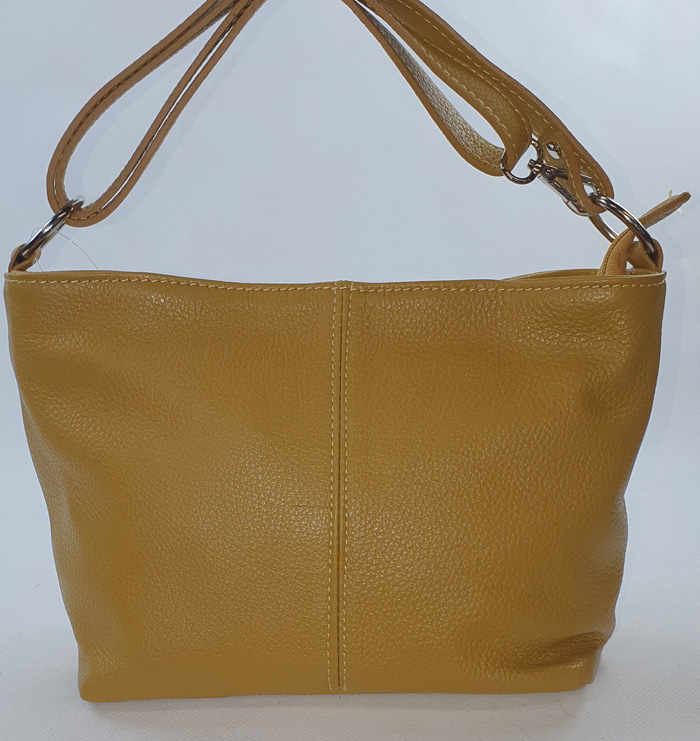 Sac à main en cuir jaune moutarde