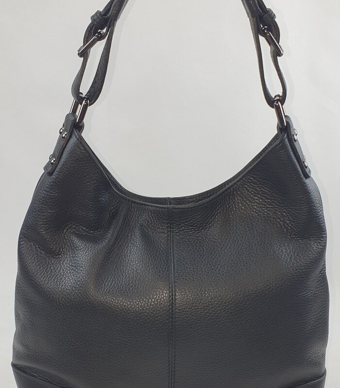 Sac à main cuir grainé noir