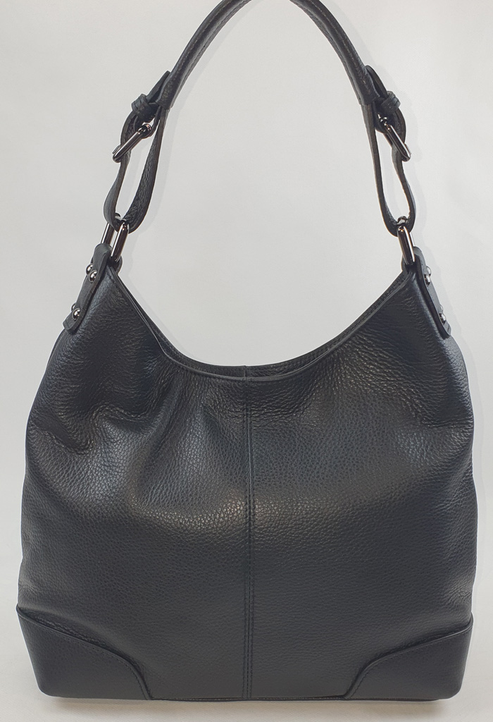 Sac à main cuir grainé noir