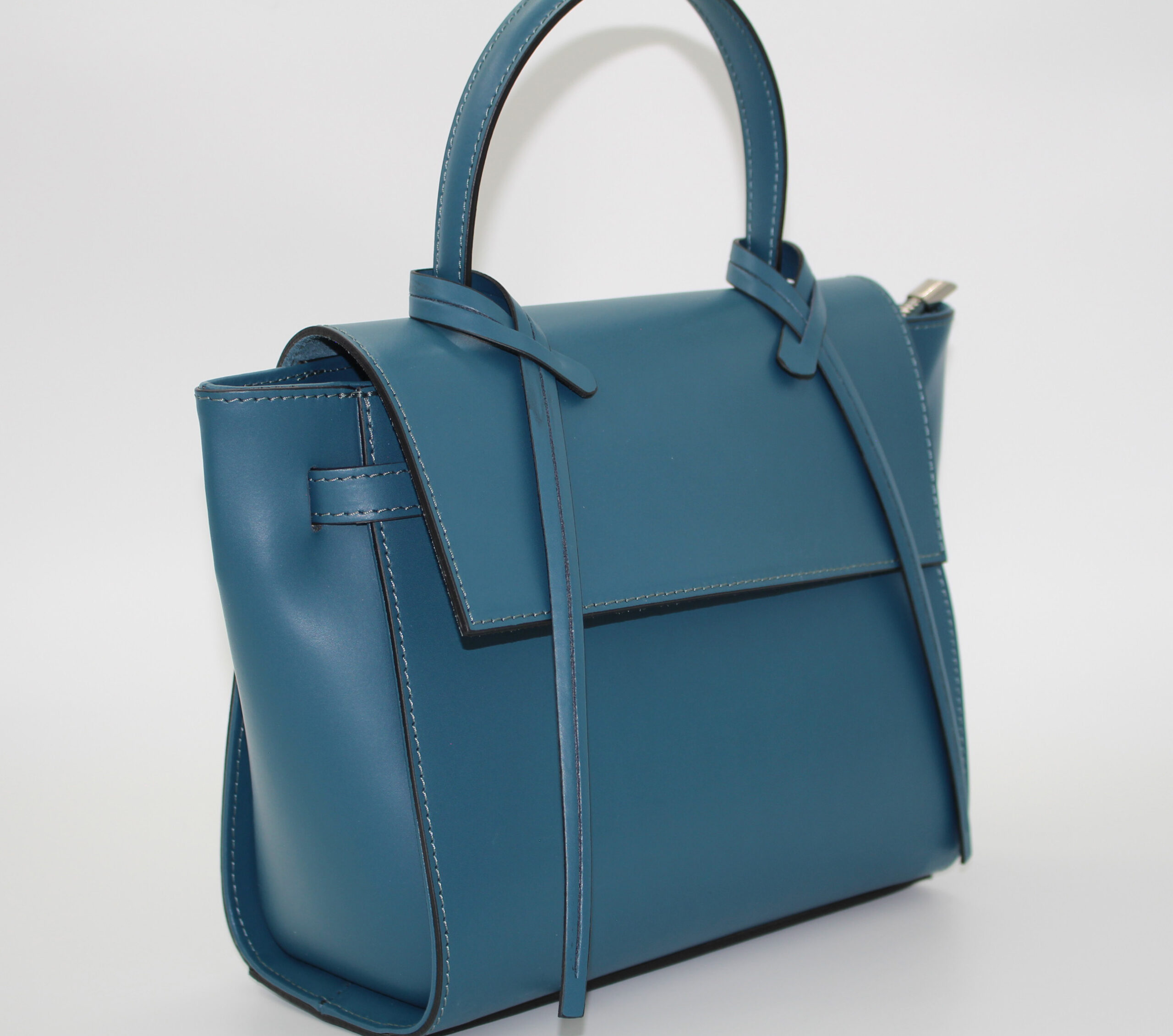 Sac à main en cuir vachette bleu – Image 2