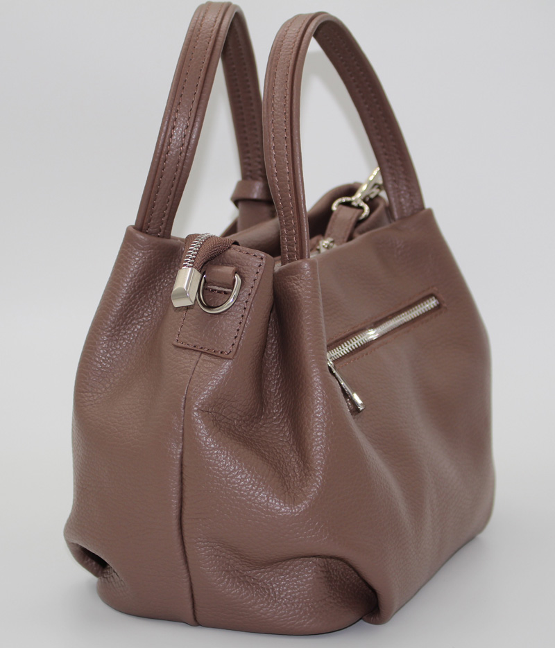 Sac à main en cuir vachette marron – Image 3