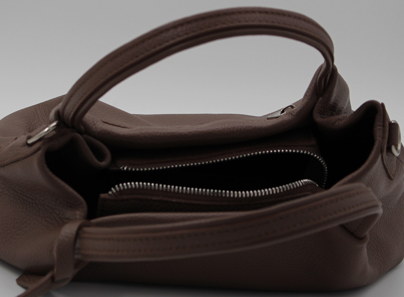 Sac à main en cuir vachette marron – Image 5