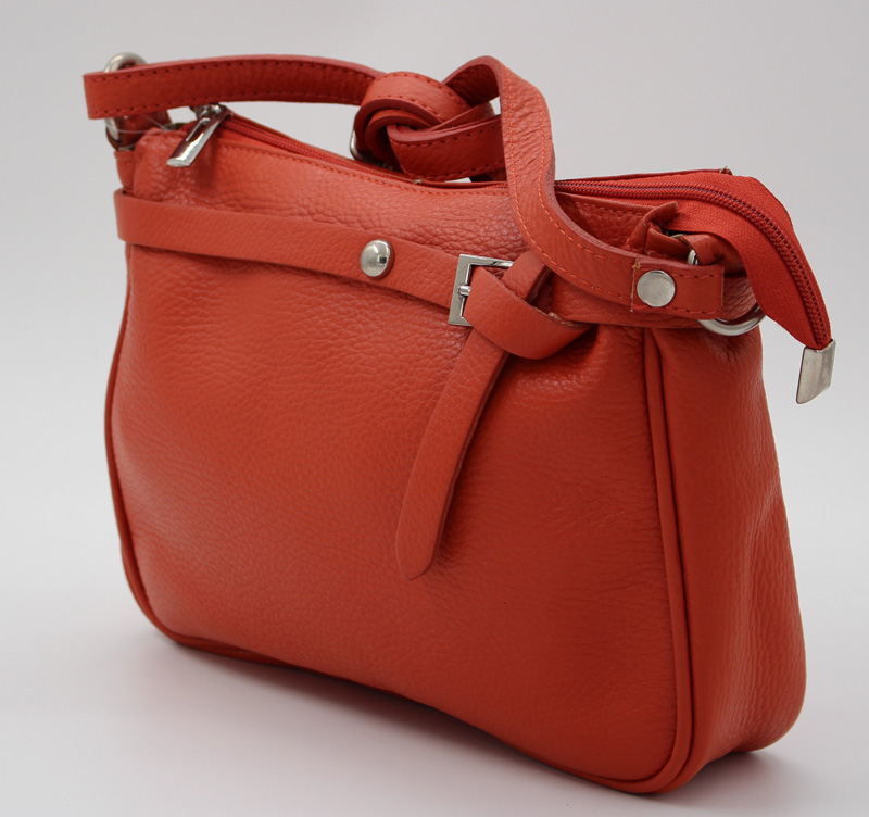 Sac à main en cuir vachette orange – Image 2