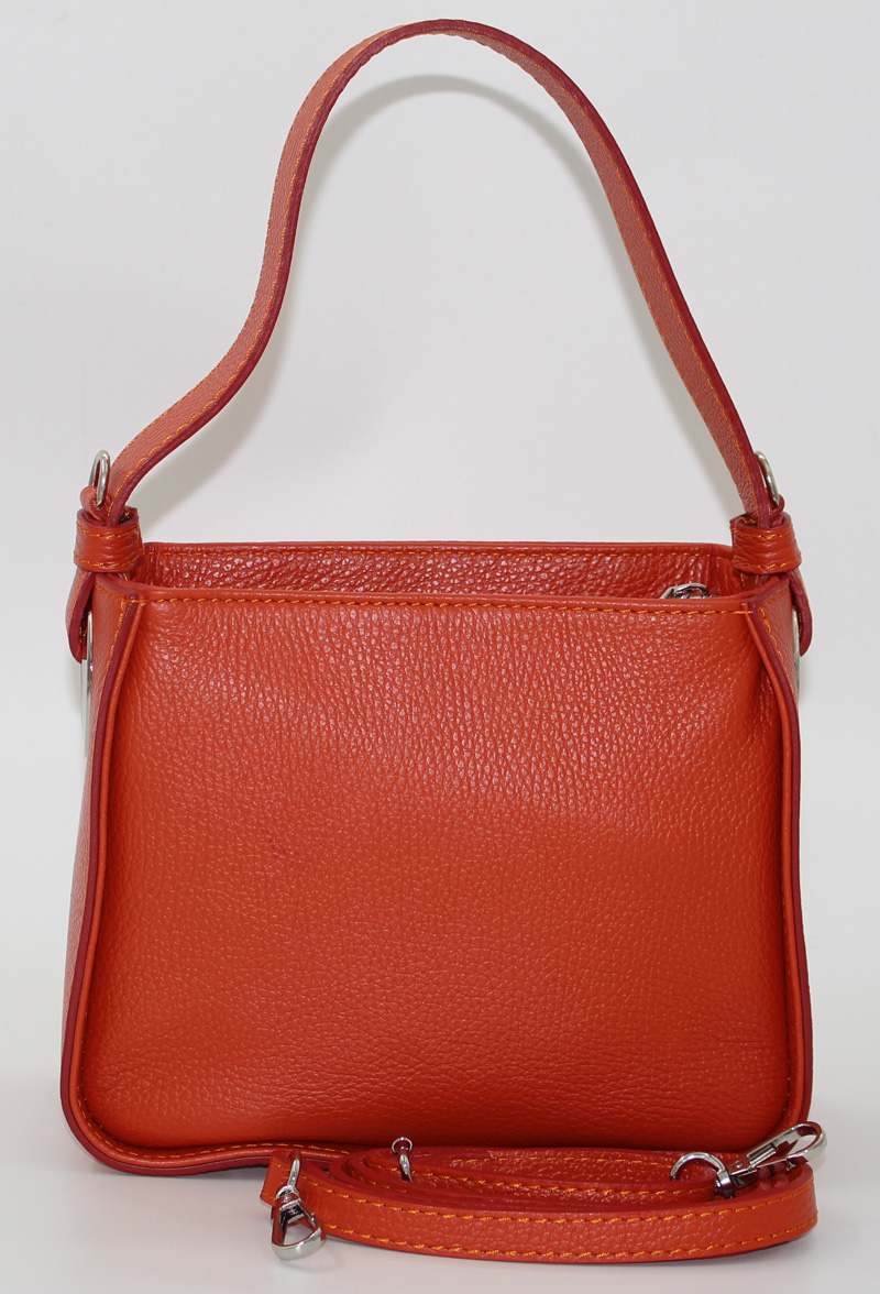 Sac à main en cuir orange – Image 3