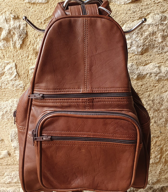 Sac à dos en cuir marron