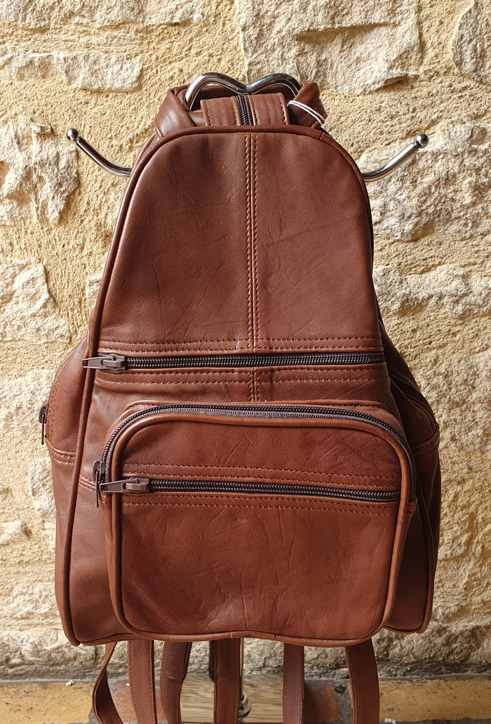 Sac à dos en cuir marron