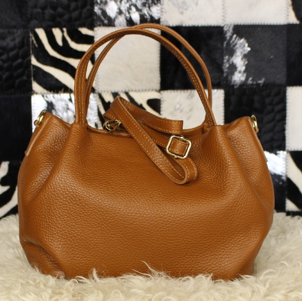 Sac à main en cuir camel