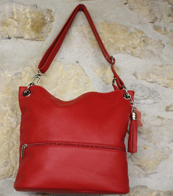 sac à main en cuir rouge – Image 3