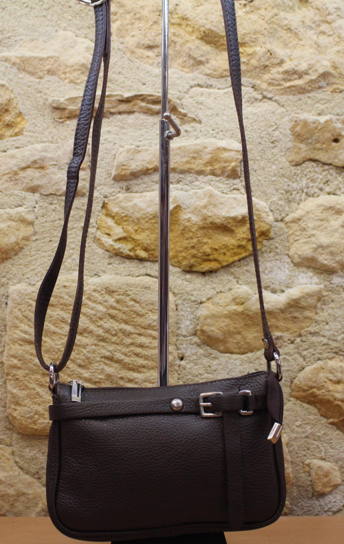 Pochette cuir vachette marron foncé