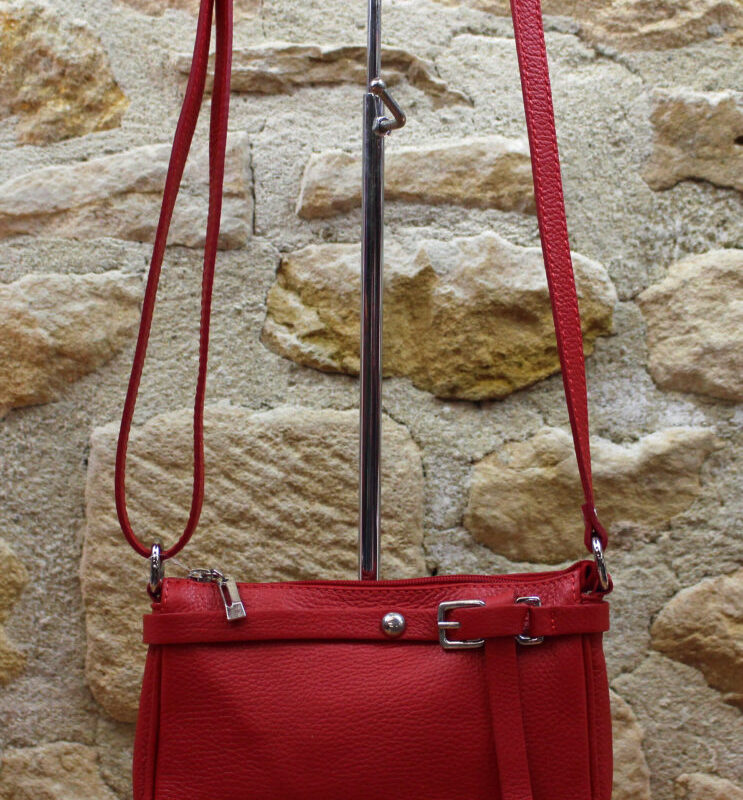 Pochette cuir vachette rouge