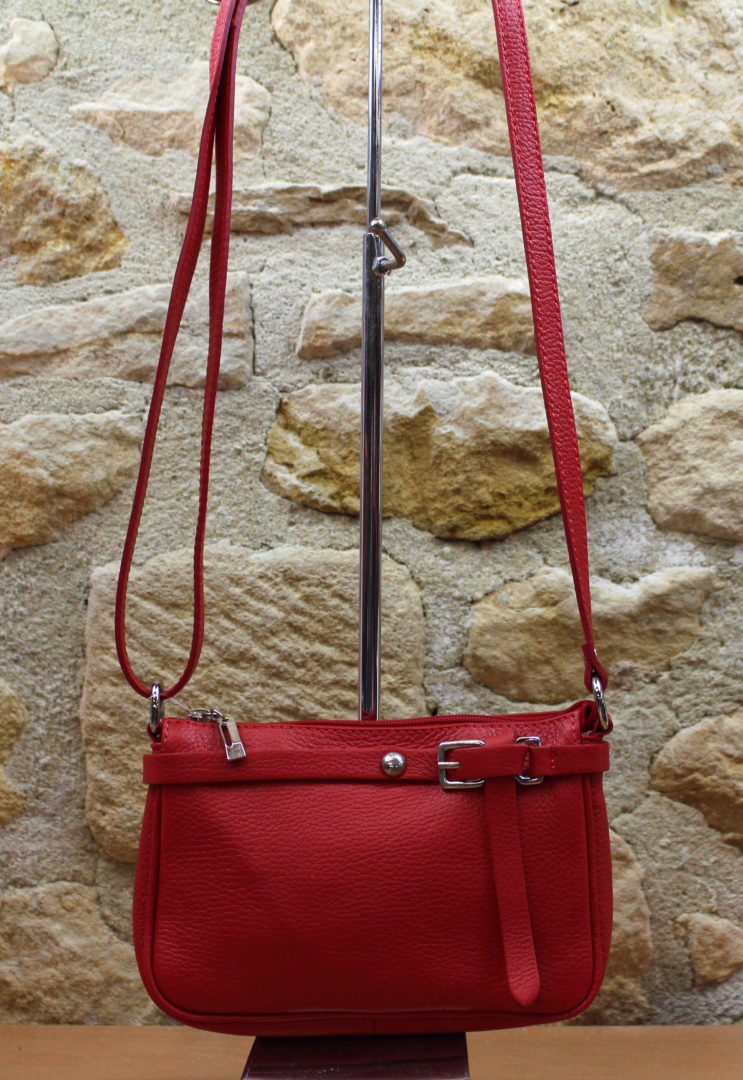 Pochette cuir vachette rouge