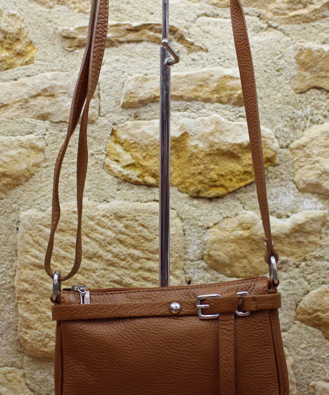 Pochette cuir vachette camel