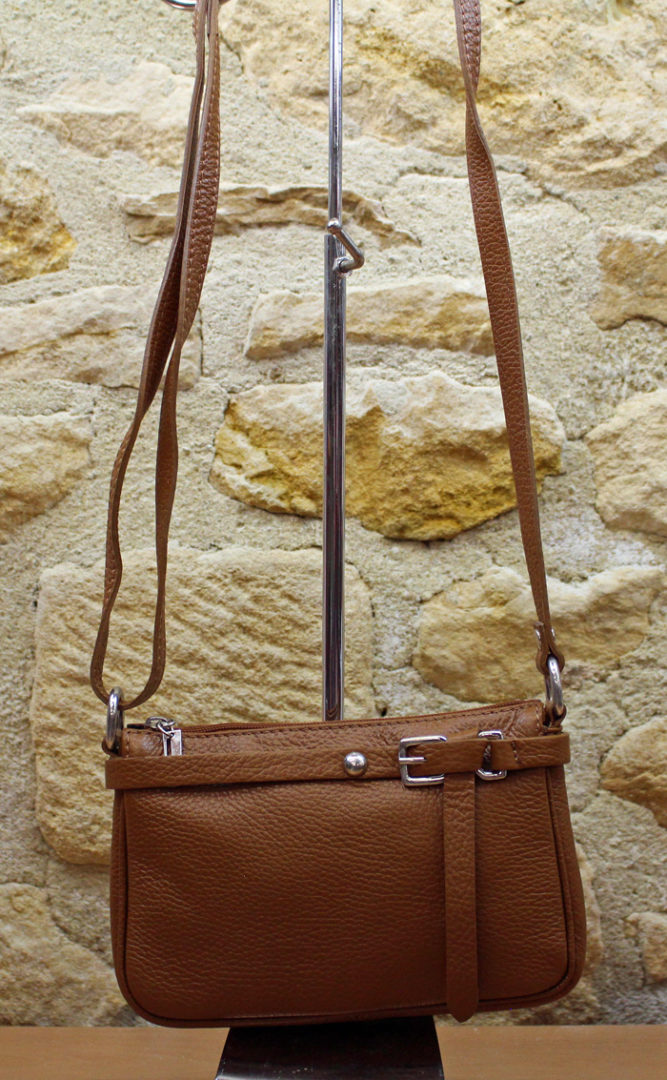 Pochette cuir vachette camel