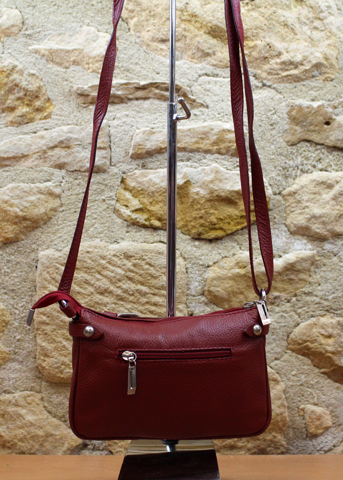 Pochette cuir vachette rouge bordeaux – Image 2