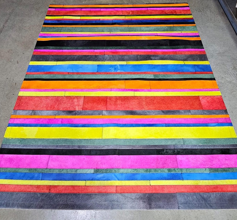 tapis  Patchwork vachette ligne multicolors 180x240