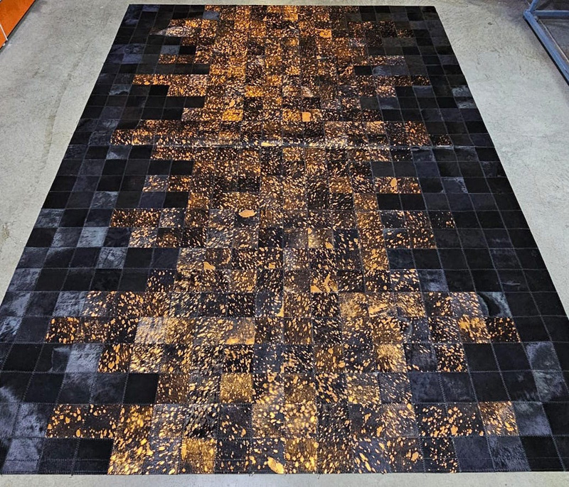 tapis  Patchwork imprimé noir et doré 200x280