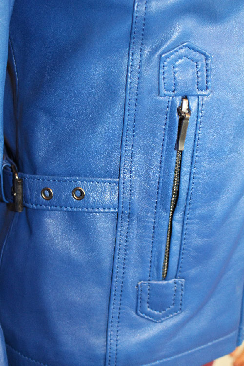 Blouson cuir bleu pour femme tina – Image 4