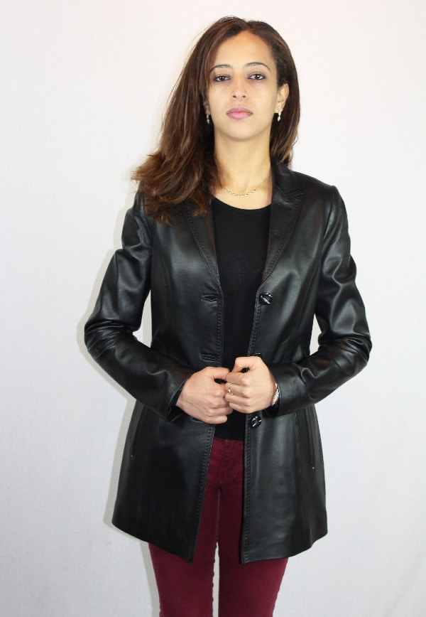 Veste en cuir noir femme – Image 2