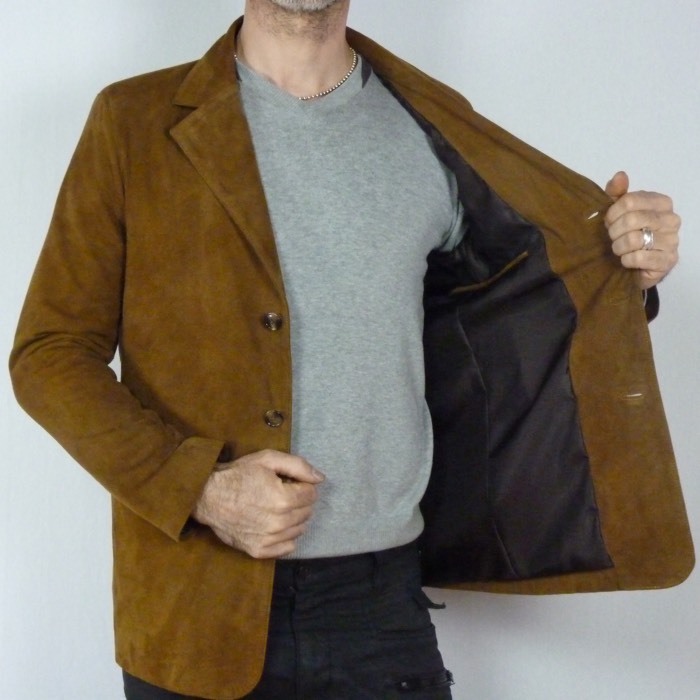 Blazer en daim noisette pour homme – Image 2