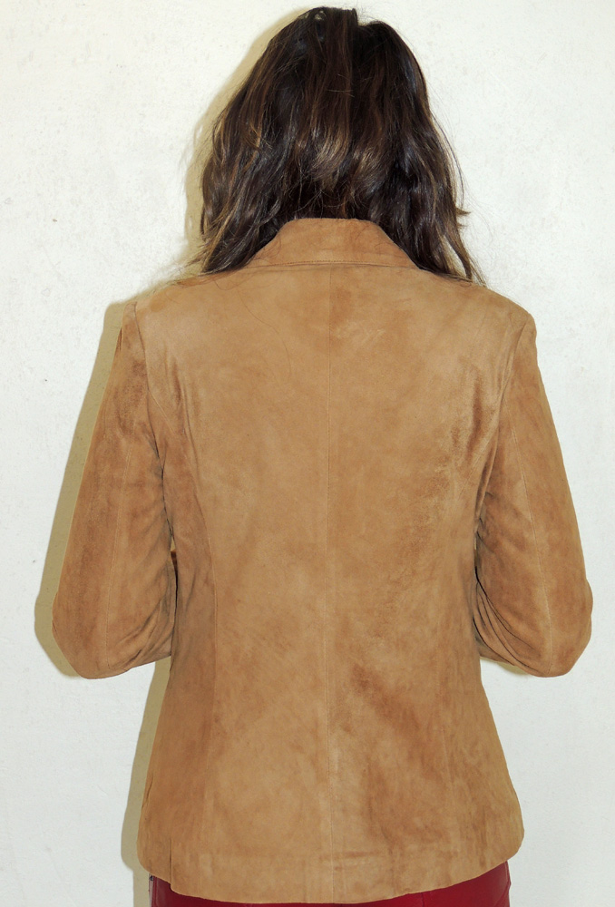 Veste style blazer en daim noisette pour femme – Image 5