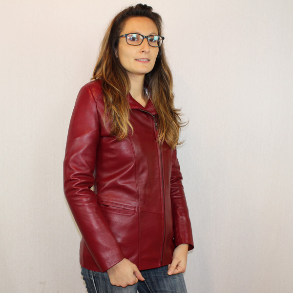 Veste femme en cuir agneau rouge hermes